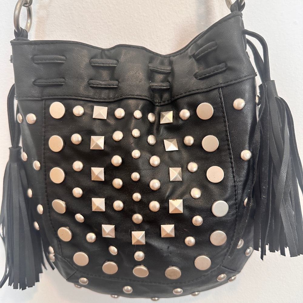 Chateau Black Crossbody Bag with Silver Accents